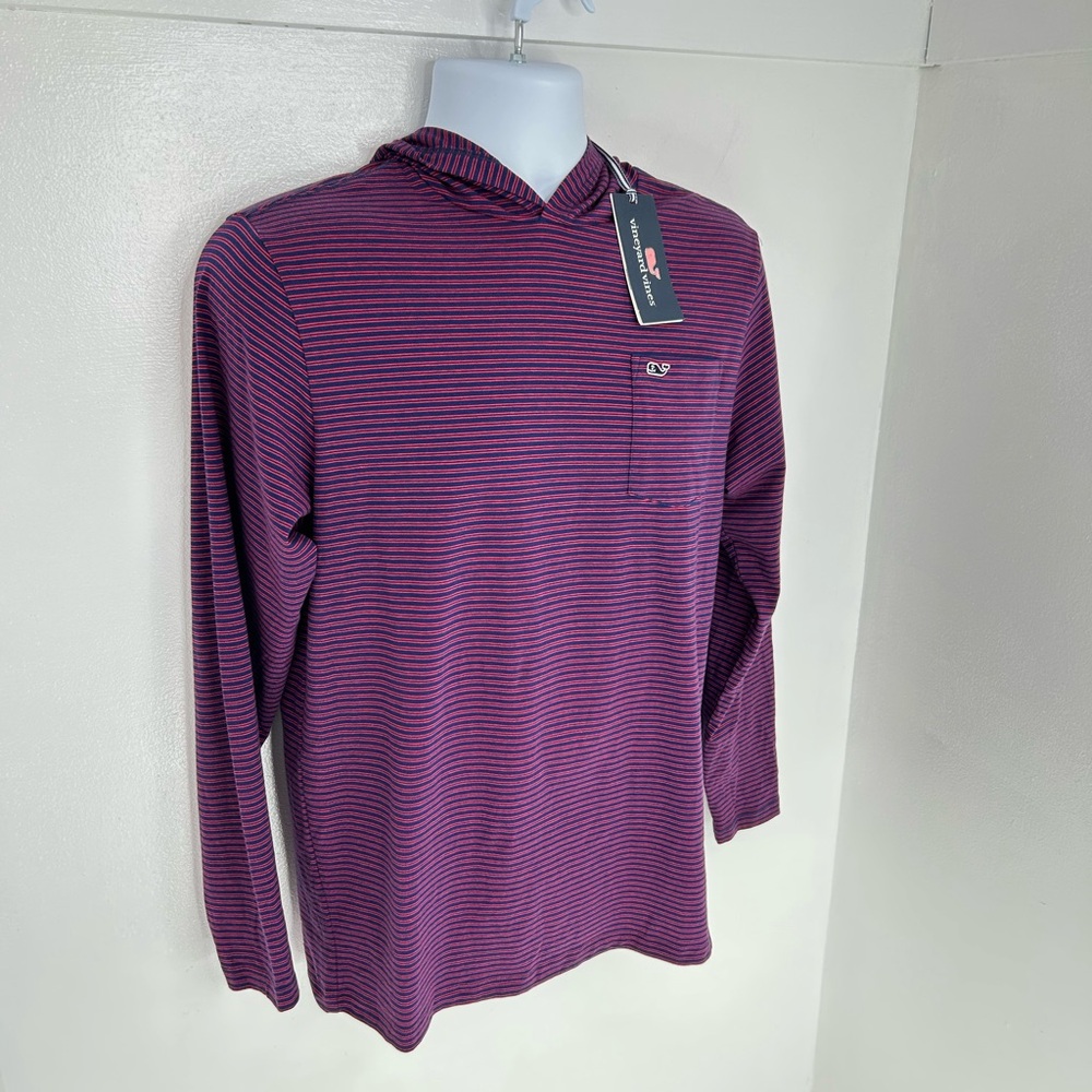 Vineyard Vines NWT Edgartown Jersey Hooded Polo Shirt Boys XL Stripes Preppy $42 - Picture 3 of 12